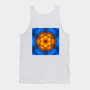 Psychedelic Hippie Flower Blue and Yellow Tank Top